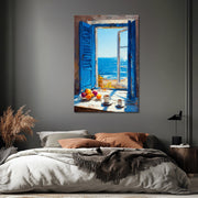 Fenster mit blauen Fensterläden