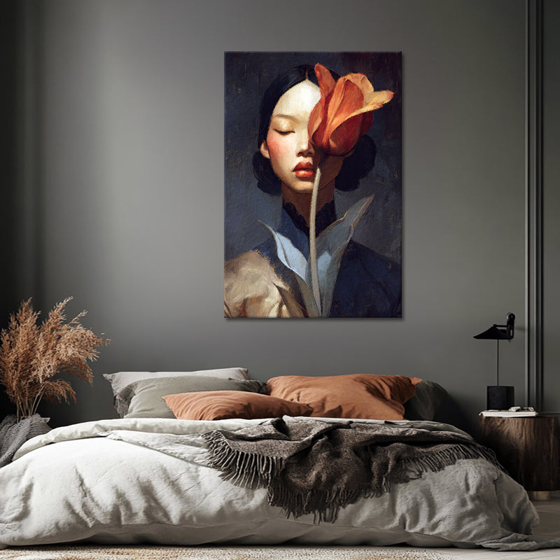 Frau mit Tulpe Porträt