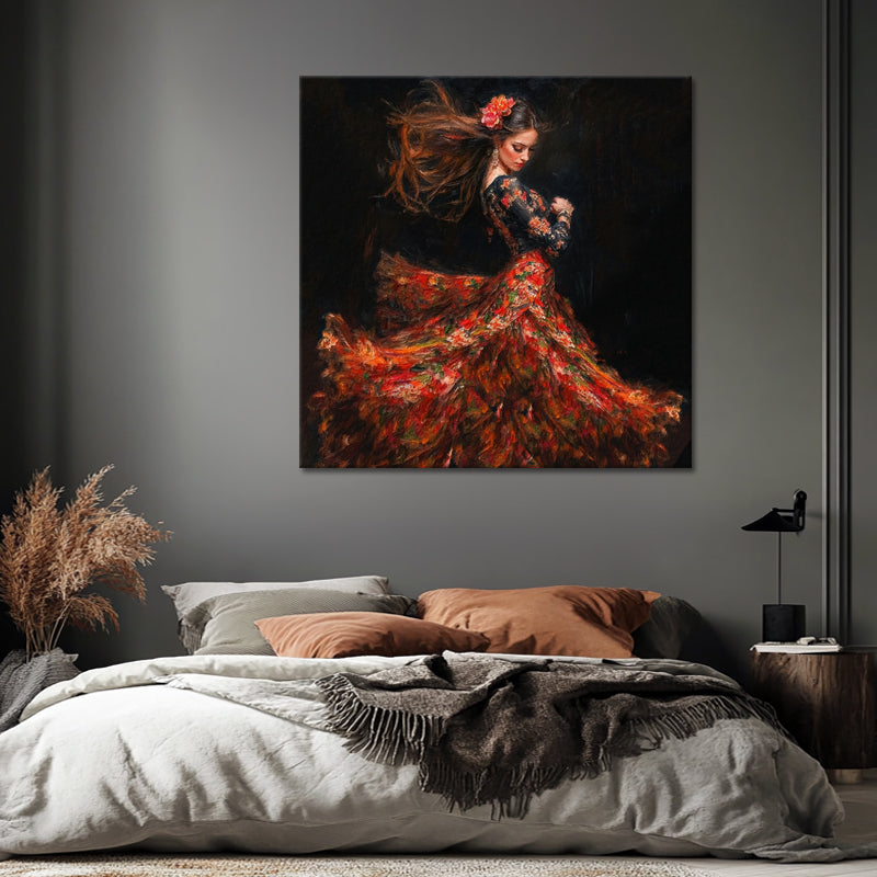 Spanische Frau im Flamenco-Kleid