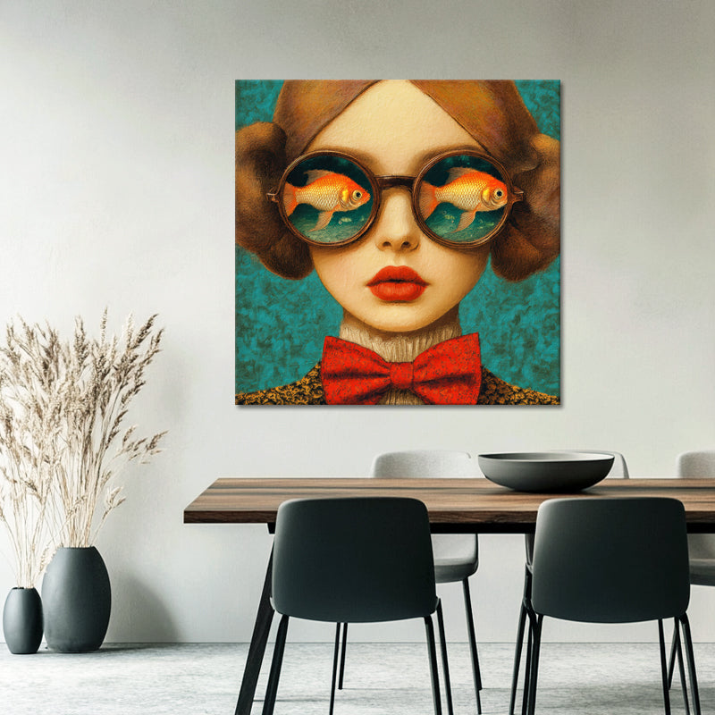 Frau mit Taucherbrille und Fischen II