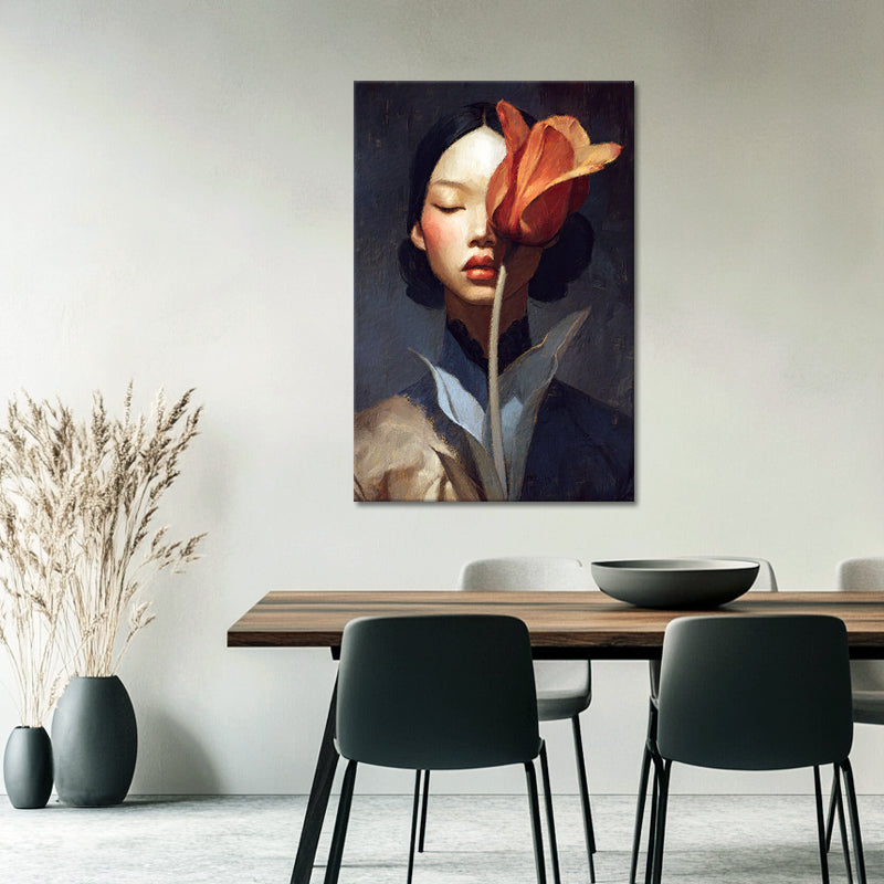 Frau mit Tulpe Porträt