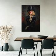 Blonde Frau mit Zylinder