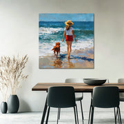 Mädchen mit Hund am Strand II