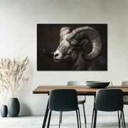 Widder mit großen Hörnern