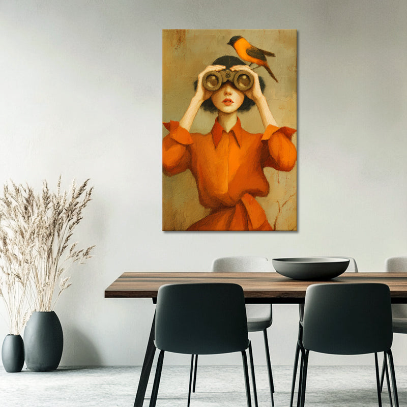 Stilvolle orangefarbene Frauenkunst