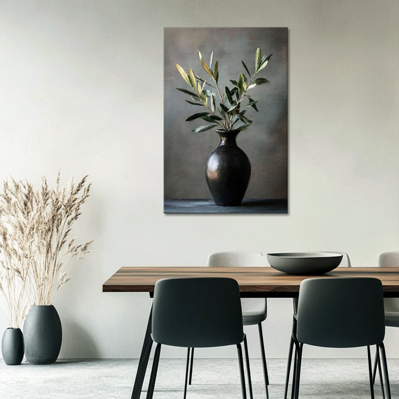Vase mit Olivenblättern