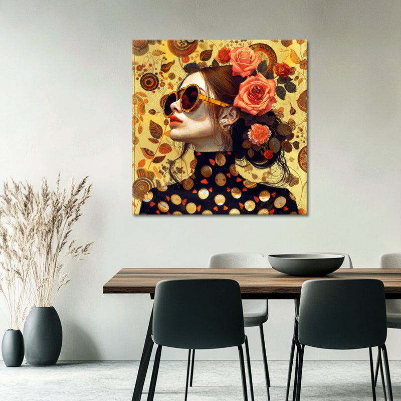 Frau mit Rosen Kunst
