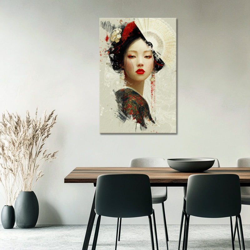 Japanische Frau rote Lippen