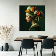 Frau mit Tulpen