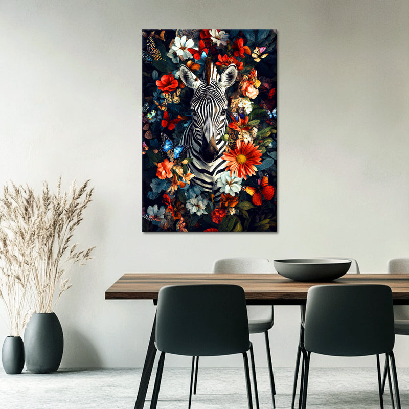Zebra mit Blumen