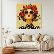 Kunstwerk Frau mit Rosen