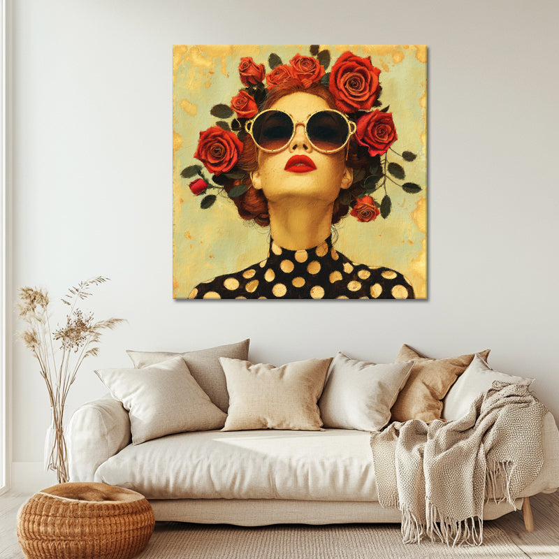 Kunstwerk Frau mit Rosen
