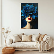 Frau mit blauer Rose