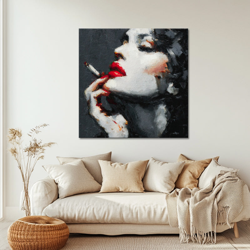 Frau mit roten Lippen Kunst