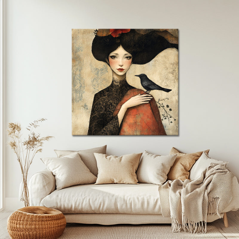 Surrealistische Frau mit Vögelchen II