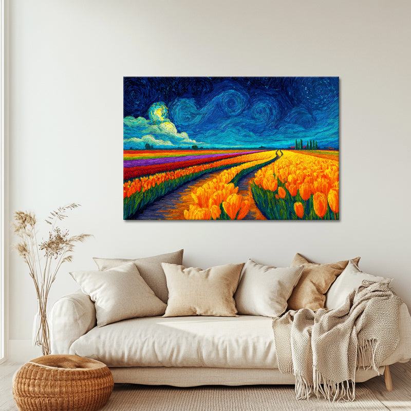 Farbenfrohes Tulpenfeld – Van Gogh (Inspiration)