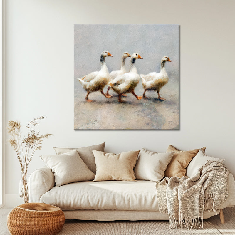 Vier Gänse Kunstwerk