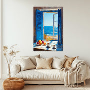 Fenster mit blauen Fensterläden