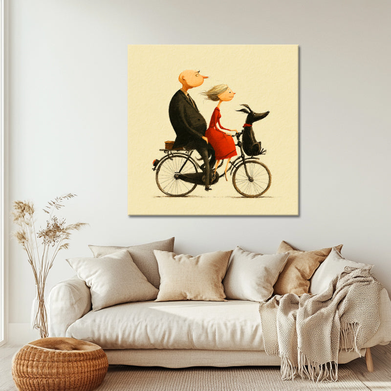 Paar mit Hund auf Fahrrad III