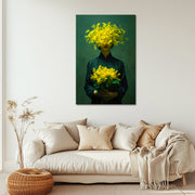 Frau mit gelben Blumen