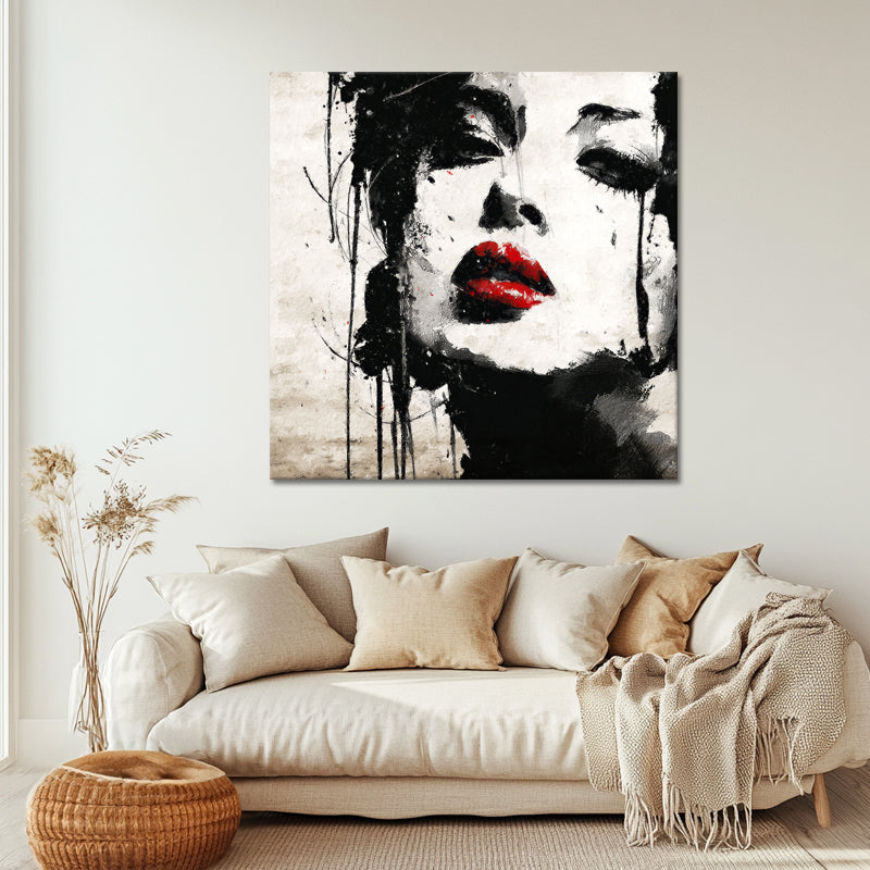Kunst einer Frau mit roten Lippen
