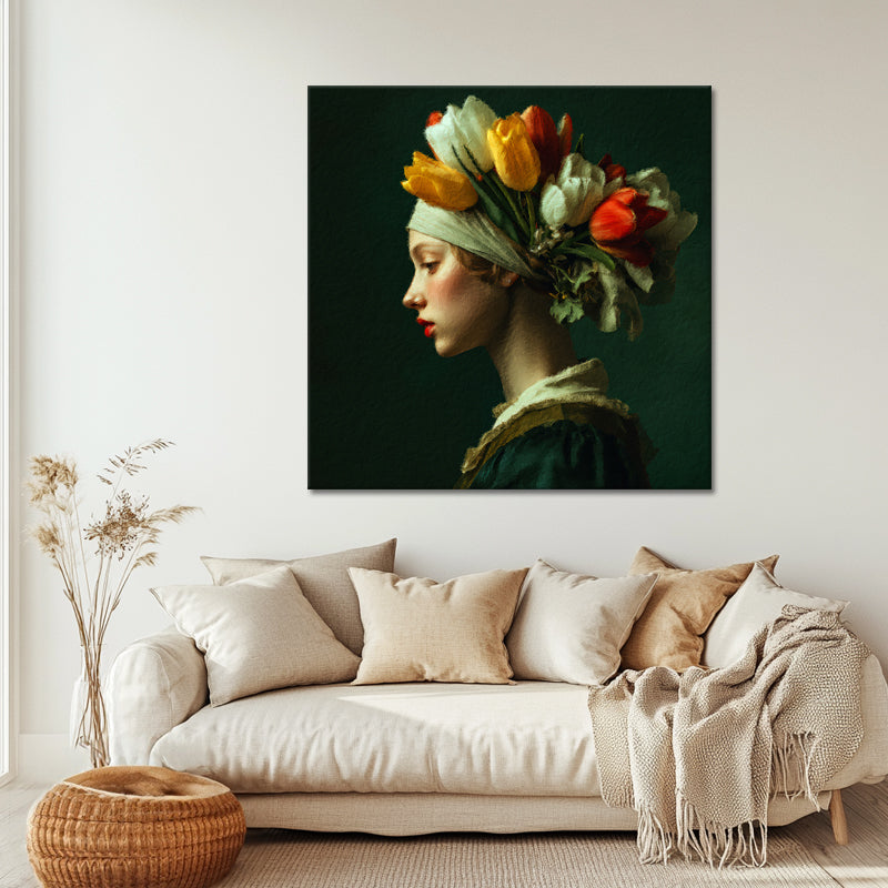 Frau mit Tulpen