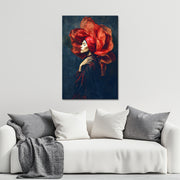 Frau mit rosa Blume