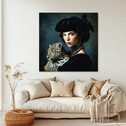Porträt einer Frau mit Leopard