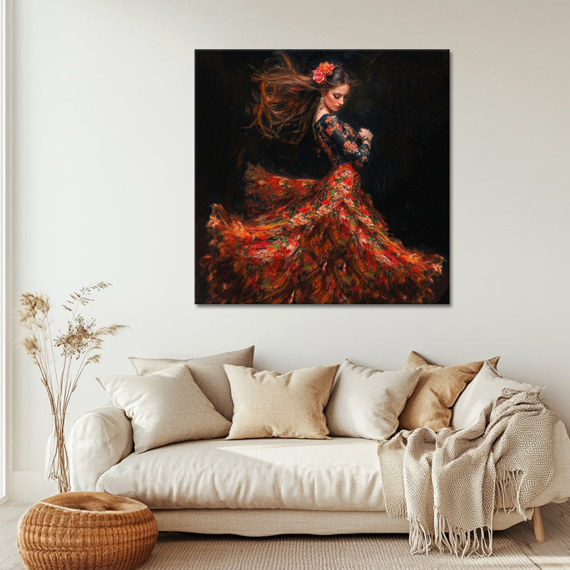 Spanische Frau im Flamenco-Kleid