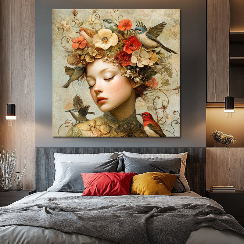 Frau mit Vintage-Blumen II