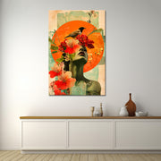 Frau mit Hut und Vogel V