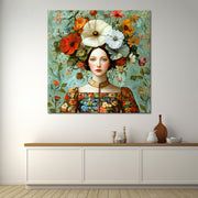 Frau mit Vintage-Blumen