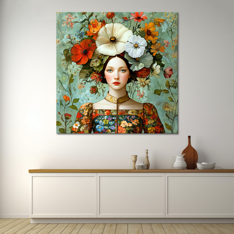 Frau mit Vintage-Blumen