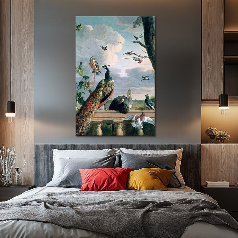 Amsterdamer Palast mit exotischen Vögeln - Melchior d’Hondecoeter