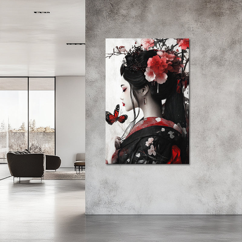 Japanische Frau mit Blumen
