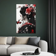 Japanische Frau mit Blumen