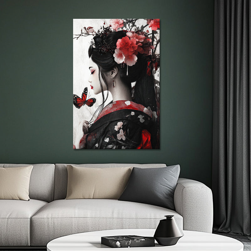 Japanische Frau mit Blumen