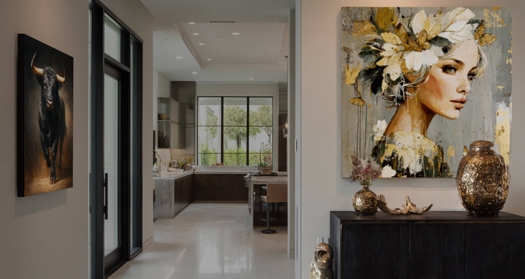 Interieur met schilderijen